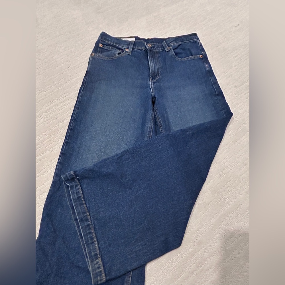GAP Stride High Rise Wide Leg Jeans in a dark wash denim Size 29 Petite - Picture 9 of 12